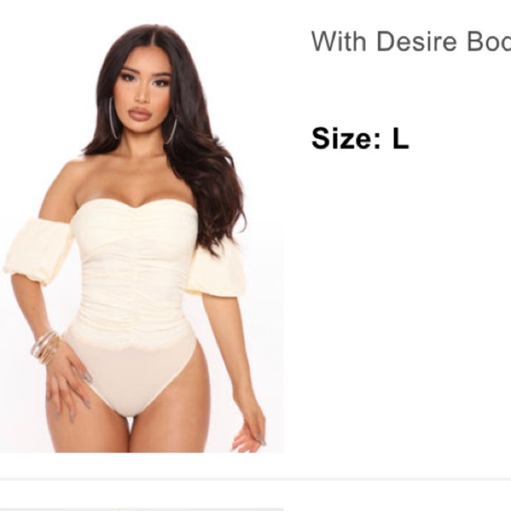 Fashion Nova Off-Shoulder Bodysuit - Cream